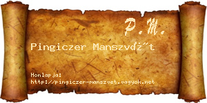 Pingiczer Manszvét névjegykártya